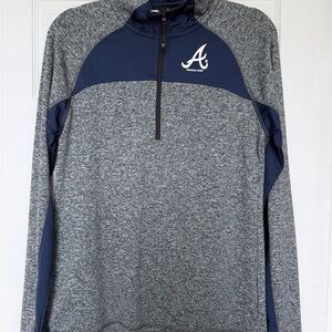 Atlanta Braves Gray and Navy Atlanta Braves Quarter-Zip Pullover, NWOT!